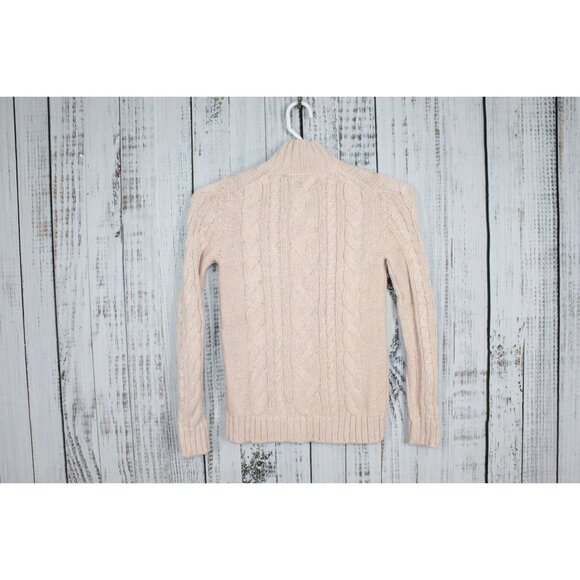 LL Bean Double L Cable Sweater Zip Cardigan Peach Size XS - Picture 4 of 10